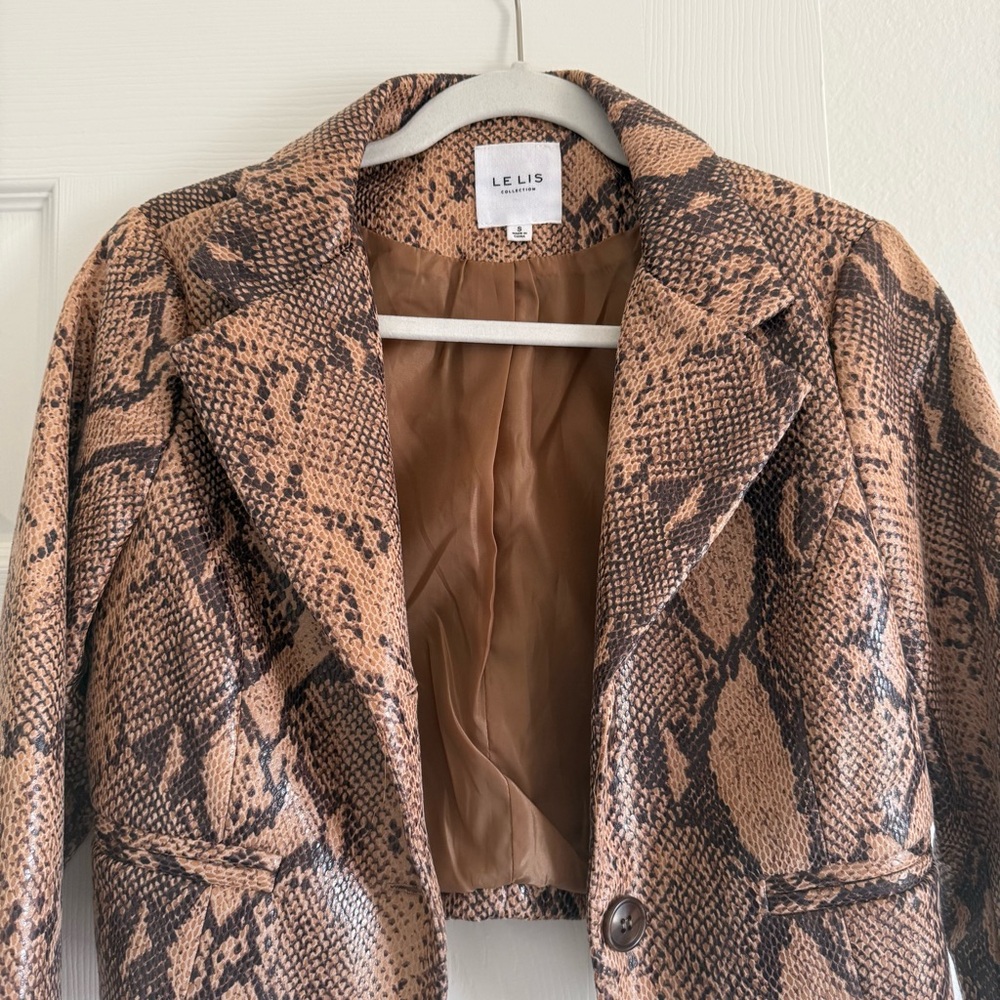 Snake Print Faux Leather Jacket